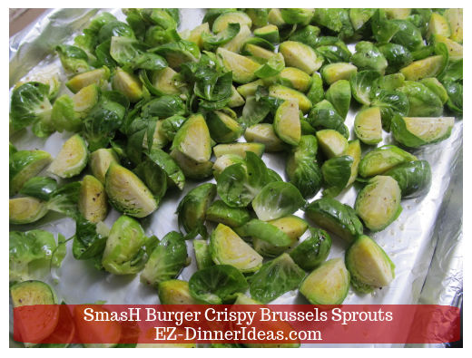 Brussels sprouts on baking sheet Brussels sprouts on baking sheet