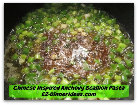 Pasta with Anchovies | Chinese Inspired Anchovy Scallion Noodle Recipe - Stir in dark soy sauce last to keep scallion in vibrant color Pasta with Anchovies | Chinese Inspired Anchovy Scallion Noodle Recipe - Stir in dark soy sauce last to keep scallion in vibrant color