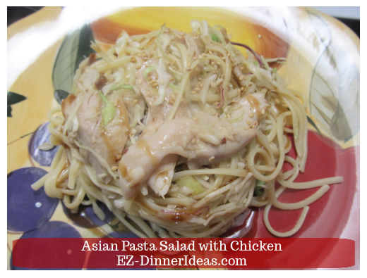 Good size portion of chicken pasta salad Good size portion of chicken pasta salad