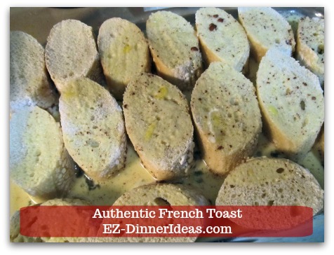 Idea Breakfast | Authentic French Toast - Pour batter on top of sliced bread. Idea Breakfast | Authentic French Toast - Pour batter on top of sliced bread.