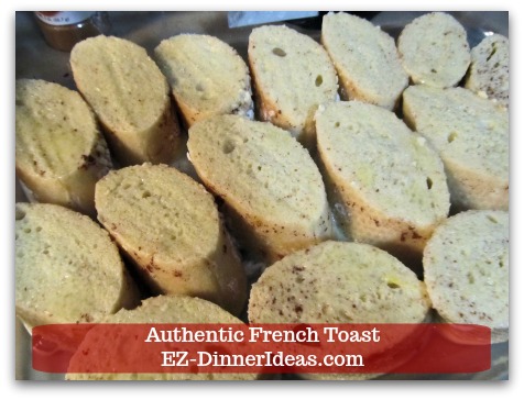 Idea Breakfast | Authentic French Toast - Immediately turn bread over to the other side to soak up the rest of the batter. Idea Breakfast | Authentic French Toast - Immediately turn bread over to the other side to soak up the rest of the batter.