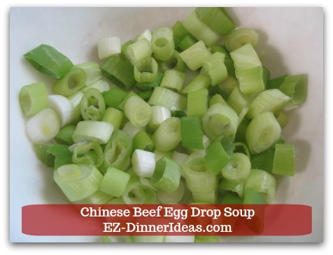Easy Ground Beef Meal | Chinese Beef Egg Drop Soup - Chop 3 scallions for garnish later