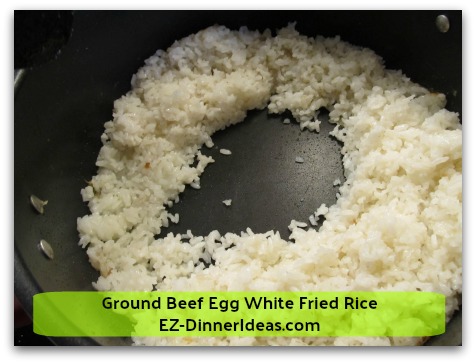 Ground Beef Egg White Fried Rice - Cook overnight white rice until warm through and push to the side