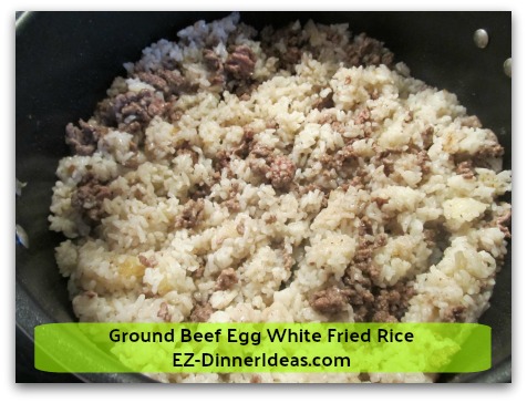 Ground Beef Egg White Fried Rice - Stir to combine cooked beef and rice together
