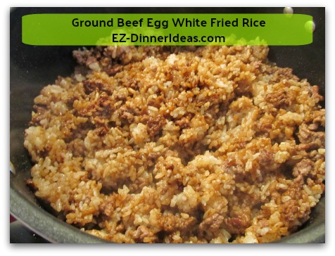 Ground Beef Egg White Fried Rice - Stir in Minced garlic, ginger powder and dark soy sauce