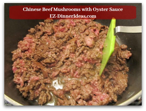 Chinese Beef Mushrooms with Oyster Sauce - Use spatula to cut down into small pieces