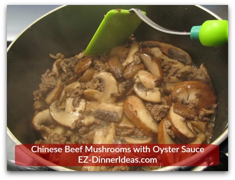Chinese Beef Mushrooms with Oyster Sauce - Until mushrooms are wilted