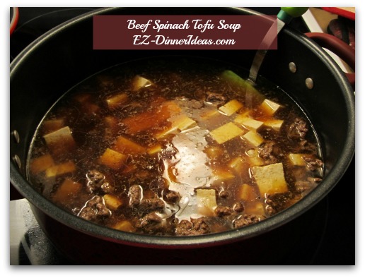 Beef Spinach Tofu Soup - When broth is boil, add tofu Beef Spinach Tofu Soup - When broth is boil, add tofu