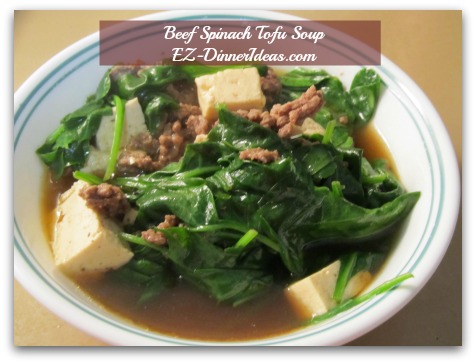 Beef Spinach Tofu Soup - Salt and pepper to taste and serve immediately Beef Spinach Tofu Soup - Salt and pepper to taste and serve immediately