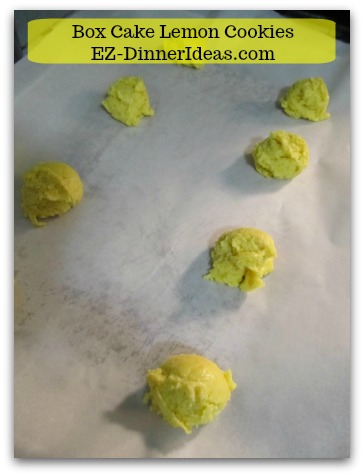 Lemon Cake Mix Cookies - Place dough on cookie sheet and bake Lemon Cake Mix Cookies - Place dough on cookie sheet and bake
