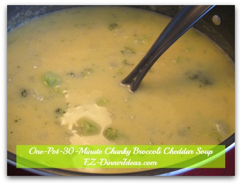 One-Pot-30-Minute Chunky Broccoli Cheddar Soup - Bring soup to boil.