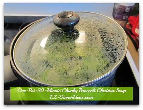 One-Pot-30-Minute Chunky Broccoli Cheddar Soup - Simmer for 15-20 minutes and stir regularly