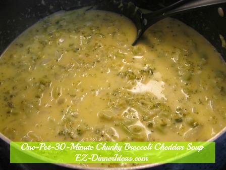 One-Pot-30-Minute Chunky Broccoli Cheddar Soup - Stir in cheese
