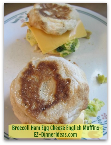 Broccoli Ham Egg Cheese English Muffins - Great grab-and-go meal.