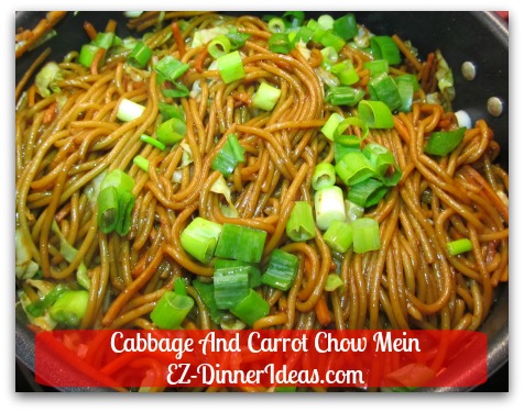 Cabbage And Carrot Chow Mein - Then add pasta, seasonings and garnish with scallions
