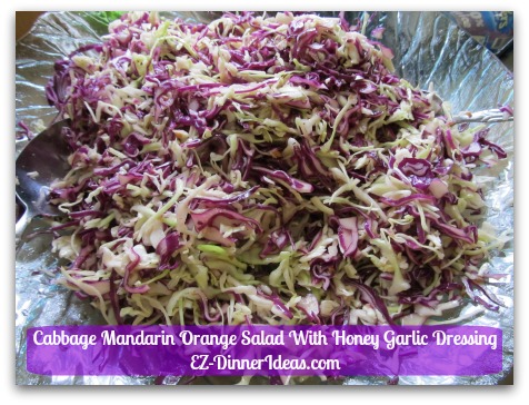 Cabbage Mandarin Orange Salad With Honey Garlic Dressing - Once it is tossed with the dressing, the volume will shrink down
