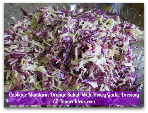 Cabbage Mandarin Orange Salad With Honey Garlic Dressing - Coming along beautifully.  Chill it overnight first