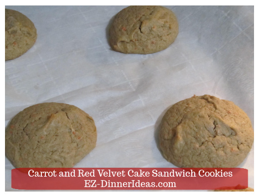 Cake Mix Dessert | Carrot and Red Velvet Cake Sandwich Cookies - Transfer cookies to wire rack to cool down completely.