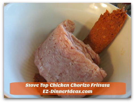 Stove Top Chicken Chorizo Frittata - Combine ground meats in a big mixing bowl