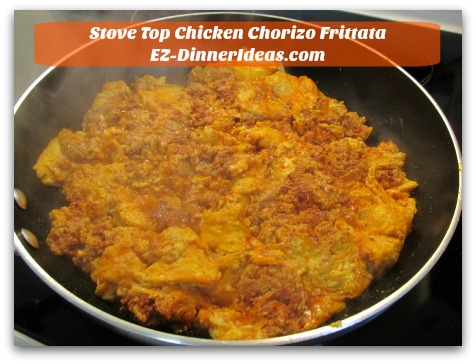 Stove Top Chicken Chorizo Frittata - It's ok to use spatula to flip frittata over which may break it apart
