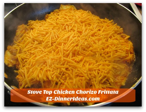 Stove Top Chicken Chorizo Frittata - Add cheese and cover