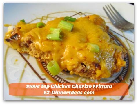Stove Top Chicken Chorizo Frittata - Cheesy and flavorful.....Y.U.M.M....