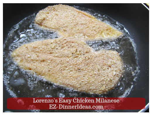 Breaded chicken in frying pan Breaded chicken in frying pan