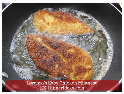 Breaded chicken in frying pan Breaded chicken in frying pan
