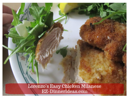 Serving easy chicken Milanese Serving easy chicken Milanese
