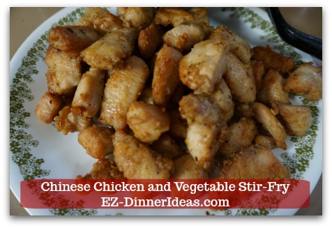 Chicken Stir-Fry Recipe | Chinese Chicken and Vegetable Stir-Fry - Transfer chicken to a plate and put it aside.