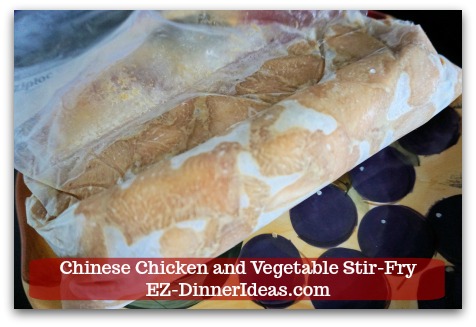 Chicken Stir-Fry Recipe | Chinese Chicken and Vegetable Stir-Fry - Marinated and frozen chicken in a ziplock bag which got almost all air squeezed out to avoid freezer burn. Chicken Stir-Fry Recipe | Chinese Chicken and Vegetable Stir-Fry - Marinated and frozen chicken in a ziplock bag which got almost all air squeezed out to avoid freezer burn.