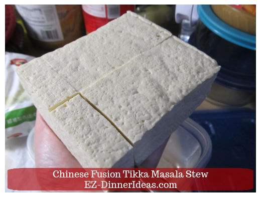A firmer tofu from staying overnight in fridge