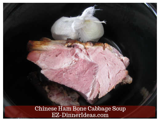 Ham meaty bone and seasoning package in the crock pot