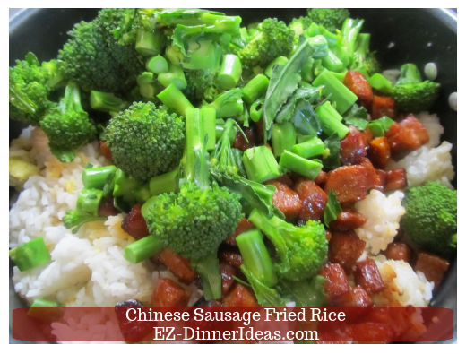 Stirring in broccoletti into fried rice