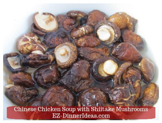 Shiitake mushrooms in the water for soaking Shiitake mushrooms in the water for soaking