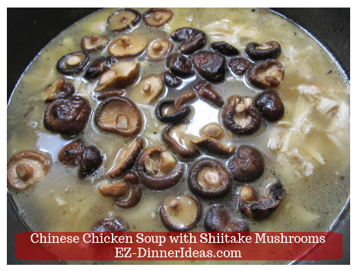 Mushrooms and shredded meat in the soup Mushrooms and shredded meat in the soup