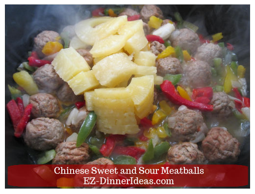 Adding sliced pineapples