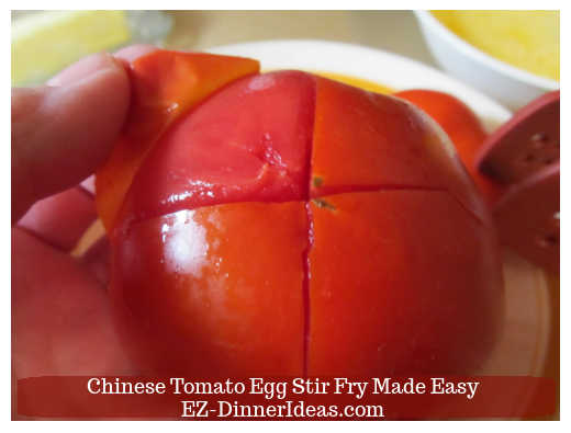 Peeling skin off from tomato Peeling skin off from tomato