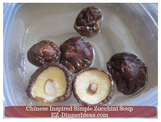 Soaking dry Shiitake mushrooms in water