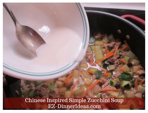 Adding corn starch slurry into soup