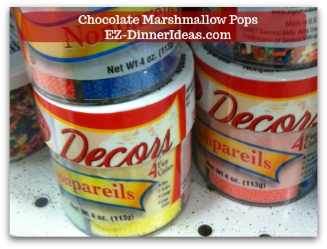 Chocolate Marshmallow Recipe | Chocolate Marshmallow Pops - Use any color sprinkles to tie your theme together.  There are plenty of options out there.