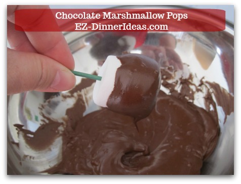 Chocolate Marshmallow Recipe | Chocolate Marshmallow Pops - Dip a frozen marshmallow into the melted chocolate.