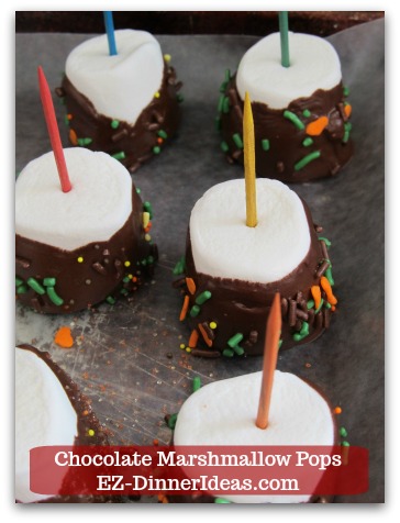 Chocolate Marshmallow Recipe | Chocolate Marshmallow Pops - Repeat previous steps until all marshmallow is covered with melted chocolate.