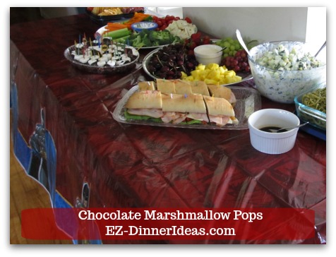 Chocolate Marshmallow Recipe | Chocolate Marshmallow Pops - You can also use some confetti pieces to tie this dessert together with your party theme.