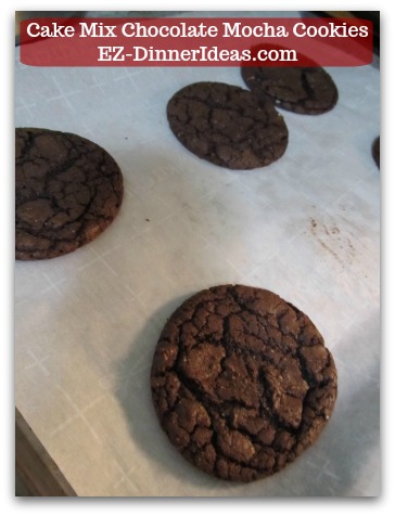Recipe for Devils Food | Cake Mix Chocolate Mocha Cookies - Once it is baked, let cookies cool at room temperature.