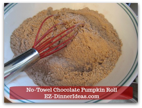 Chocolate Cake Roll | No-Towel Chocolate Pumpkin Roll - Whisk to combine.
