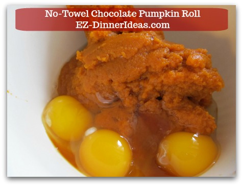 Chocolate Cake Roll | No-Towel Chocolate Pumpkin Roll - In another mixing bowl, combine all wet ingredients.