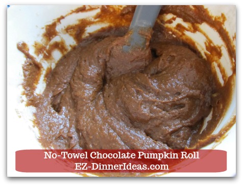 Chocolate Cake Roll | No-Towel Chocolate Pumpkin Roll - Stir until all ingredients are combined well together.