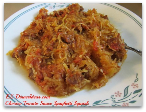 Chorizo Tomato Sauce Spaghetti Squash