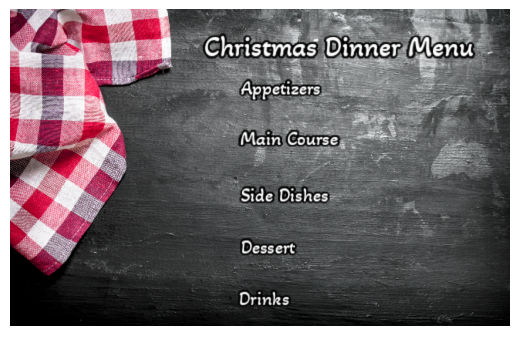 Christmas dinner menu Christmas dinner menu